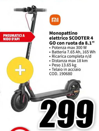 Monopattino elettrico SCOOTER 4 GO con ruota da 8.1"