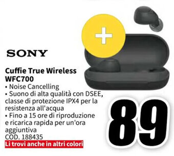 MediaWorld SONY Cuffie True Wireless WFC700 offerta