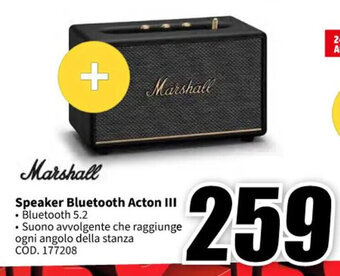 MediaWorld Marshall Speaker Bluetooth Acton III offerta