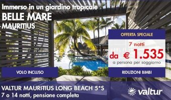 VALTUR MAURITIUS LONG BEACH 5 S 7 notti, pensione completa