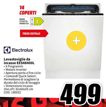 MediaWorld Electrolux Lavastoviglie da incasso EES48400L offerta