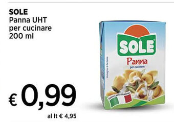 Ipercoop SOLE Panna UHT per cucinare 200 ml offerta