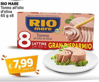 Ipercoop RIO MARE Tonno all'olio d'oliva 65 g x8 offerta