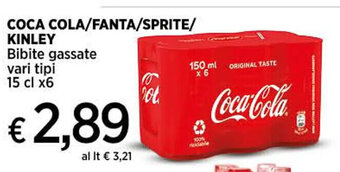 Ipercoop COCA COLA/FANTA/SPRITE/ KINLEY Bibite gassate vari tipi 15 cl x6 offerta