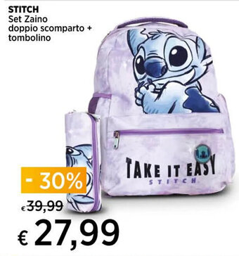 Ipercoop STITCH Set Zaino doppio scomparto + tombolino offerta