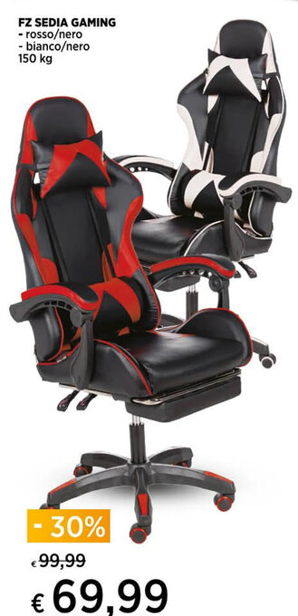 Ipercoop FZ SEDIA GAMING - rosso/nero - bianco/nero 150 kg offerta