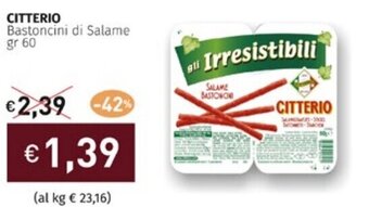 Prezzemolo e Vitale CITTERIO Bastoncini di Salame gr 60 offerta