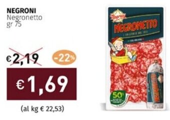 Prezzemolo e Vitale NEGRONI Negronetto gr 75 offerta