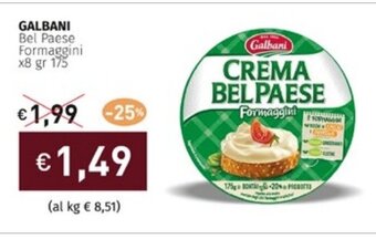Prezzemolo e Vitale GALBANI Bel Paese Formaggini x8 gr 175 offerta