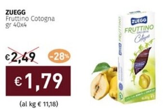 Prezzemolo e Vitale ZUEGG Fruttino Cotogna gr 40x4 offerta