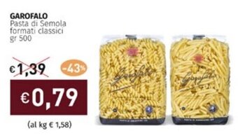 Prezzemolo e Vitale GAROFALO Pasta di Semola formati classici gr 500 offerta