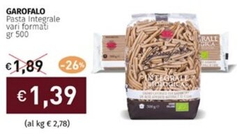 Prezzemolo e Vitale GAROFALO Pasta Integrale vari formati gr 500 offerta