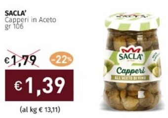 Prezzemolo e Vitale SACLA' Capperi in Aceto gr 106 offerta