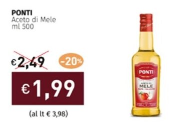 Prezzemolo e Vitale PONTI Aceto di Mele ml 500 offerta