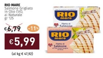 Prezzemolo e Vitale RIO MARE Salmone Grigliato In Olio EVO, al Naturale gr 125 offerta