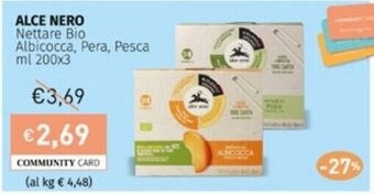 Prezzemolo e Vitale ALCE NERO Nettare Bio Albicocca, Pera, Pesca ml 200x3 offerta