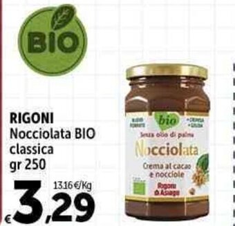 Carrefour Market RIGONI Nocciolata BIO classica gr 250 offerta