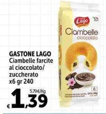 Carrefour Market GASTONE LAGO Ciambelle farcite al cioccolato/ zuccherato x6 gr 240 offerta