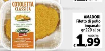 Carrefour Market AMADORI Filetto di pollo impanato gr 220 offerta