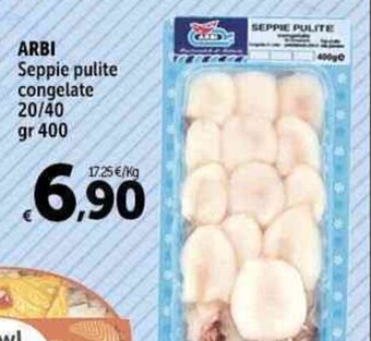 Carrefour Market ARBI Seppie pulite congelate 20/40 gr 400 offerta
