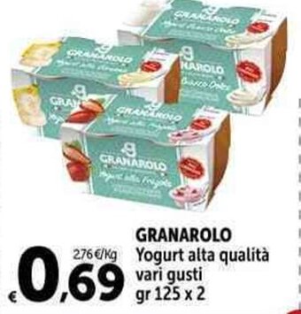 Carrefour Market GRANAROLO Yogurt alta qualità vari gusti gr 125 x 2 offerta