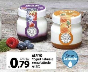 Carrefour Market ALPIYO Yogurt naturale senza lattosio gr 125 offerta