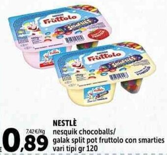 Carrefour Market NESTLÈ nesquik chocoballs/ galak split pot fruttolo con smarties vari tipi gr 120 offerta