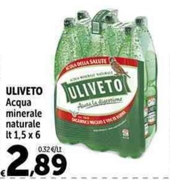 Carrefour Market ULIVETO Acqua minerale naturale lt 1,5 x 6 offerta