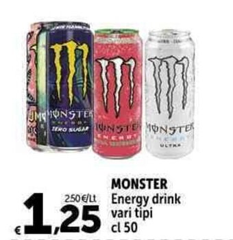 Carrefour Market MONSTER Energy drink vari tipi cl 50 offerta