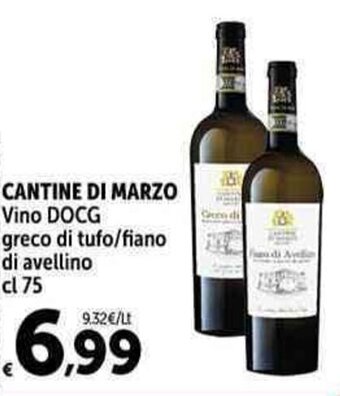 Carrefour Market CANTINE DI MARZO Vino DOCG greco di tufo/fiano di avellino cl 75 offerta