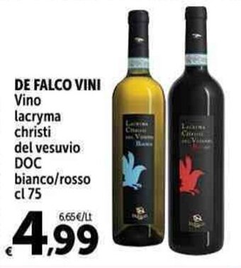 Carrefour Market DE FALCO VINI Vino lacryma christi del vesuvio DOC bianco/rosso cl 75 offerta