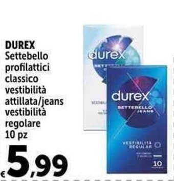 Carrefour Market DUREX Settebello profilattici classico vestibilità attillata/jeans vestibilità regolare 10 pz offerta