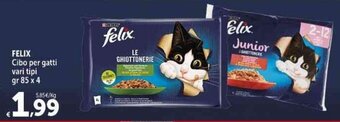 Carrefour Market FELIX Cibo per gatti vari tipi gr 85 x 4 offerta