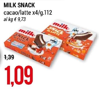 Hardis MILK SNACK cacao/latte x4/g.112 offerta