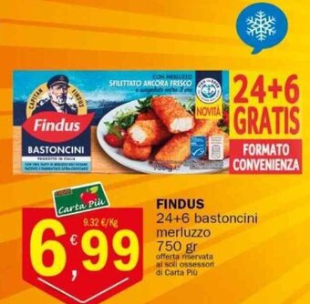 Crai FINDUS 24+6 bastoncini merluzzo 750 gr offerta