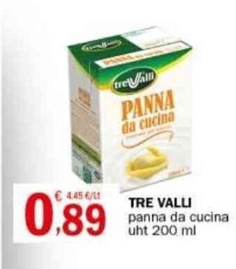 Crai TRE VALLI panna da cucina uht 200 ml offerta