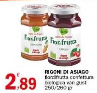 Crai RIGONI DI ASIAGO fiordifrutta confettura biologica vari gusti 250/260 gr offerta