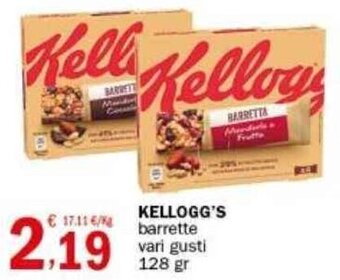 Crai KELLOGG'S barrette vari gusti 128 gr offerta