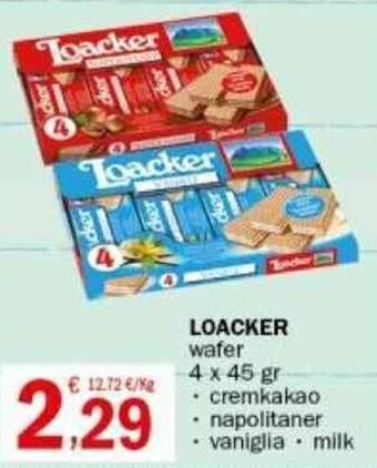 Crai LOACKER wafer 4 x 45 gr offerta