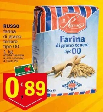Crai RUSSO farina di grano tenero tipo 00 1 kg offerta