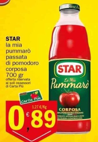 Crai STAR la mia pummarò passata di pomodoro corposa 700 gr offerta