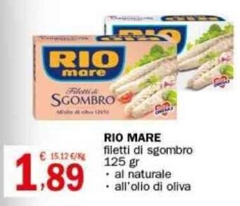 Crai RIO MARE filetti di sgombro 125 gr offerta