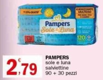 Crai PAMPERS sole e luna salviettine 90 + 30 pezzi offerta