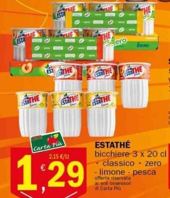 Crai ESTATHÉ bicchiere 3 x 20 cl offerta