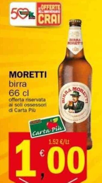 Crai MORETTI birra 66 cl offerta