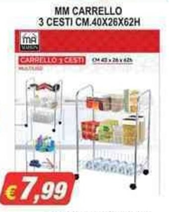 Maury's MM CARRELLO 3 CESTI CM.40X26X62H offerta
