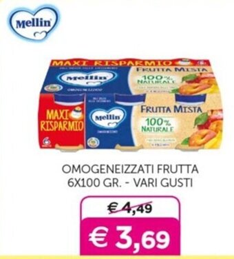 OMOGENEIZZATI FRUTTA 6X100 GR. - VARI GUSTI