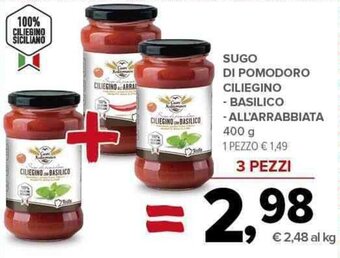 Todis SUGO DI POMODORO CILIEGINO - BASILICO -ALL'ARRABBIATA 400 g offerta