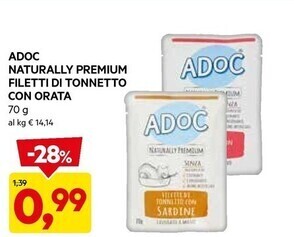DPiù Adoc naturally premium filetti di tonnetto con orata offerta