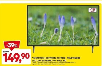 DPiù Smart tech 40fn10t2 40'' fhd televisore led con schermo 40 full hd offerta